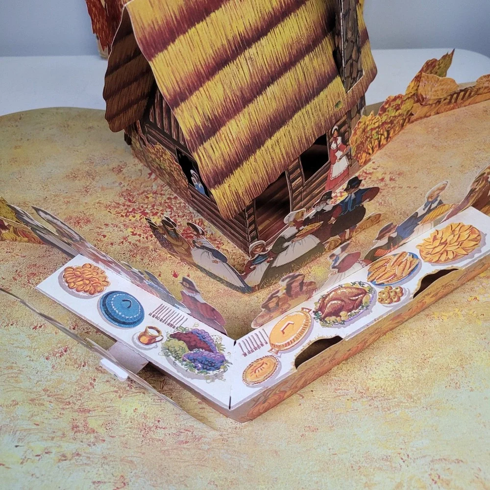 Hallmark Pop-up‎ Thanksgiving Vintage Paper First Dinner Pilgrim Indian Decor